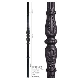 Large Decorative Ornamental Hollow Iron Newel Post Satin Black