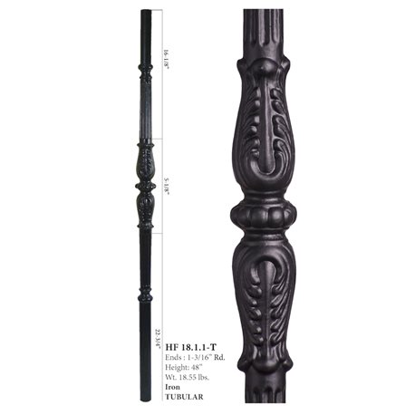 Large Decorative Ornamental Hollow Iron Newel Post Satin Black
