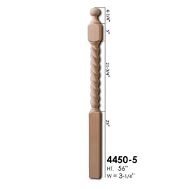 Elegante Series Twisted Newel Post Red Oak