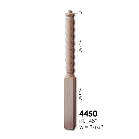Elegante Series Twisted Pin Top Newel Post Red Oak