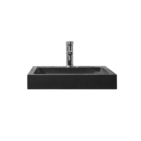 Virtu USA Nester Bathroom Vessel Sink in Shanxi Black Granite