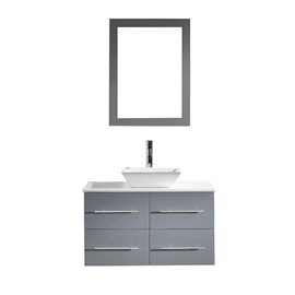 Marsala 35" Single Bathroom Vanity Cabinet Set in Grey