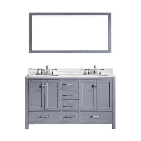Caroline Avenue 60" Double Bathroom Vanity Cabinet Set in Grey