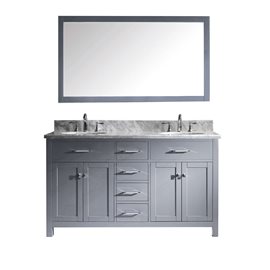 Caroline 60" Double Bathroom Vanity Cabinet Set in Grey