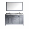 Caroline 60" Double Bathroom Vanity Cabinet Set in Grey