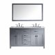 Caroline 60" Double Bathroom Vanity Cabinet Set in Grey