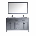 Caroline 60" Double Bathroom Vanity Cabinet Set in Grey