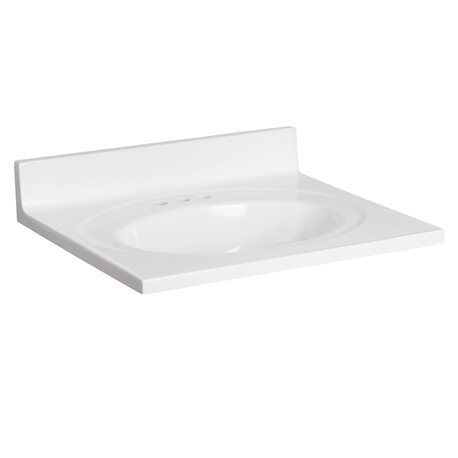 25" Cultured Marble Vanity Top with Integrated Oval Bowl and Back Splash