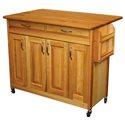 butcher block island with raised panel doors and drop leaf