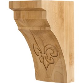 4" x 6" x 8" Corbel with recessed Fleur-de-Lis on front face