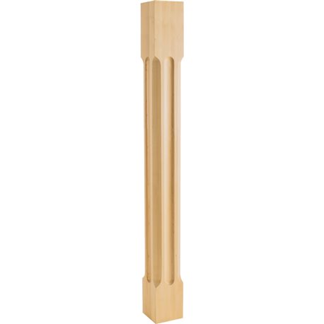 3-1/2" Square x 35-1/2" Modern Post with Scooped Edges and C