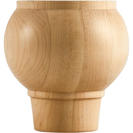 4" Round x 4" Tall Bun Foot with Bullnose Design and Tapere 