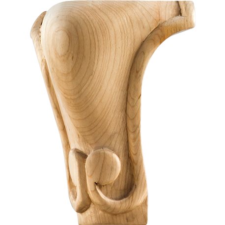 Carved Queen Anne Leg 3-1/2" x 3-1/2" x 5" Species: Rubberwo