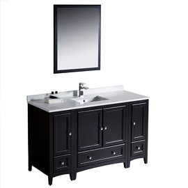 Fresca Oxford 54" Espresso Traditional Bathroom Vanity w/ 2 Side Cabinets