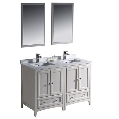 Fresca Oxford 48" Antique White Traditional Double Sink Bathroom Vanity