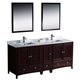 Fresca Oxford 72" Mahogany Traditional Double Sink Bathroom Vanity w/ Side Cabinet