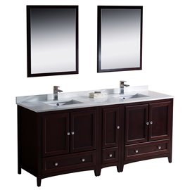 Fresca Oxford 72" Mahogany Traditional Double Sink Bathroom Vanity w/ Side Cabinet