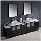 Fresca Torino 96" Espresso Modern Double Sink Bathroom Vanity w/ Vessel Sinks