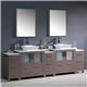 Fresca Torino 96" Gray Oak Modern Double Sink Bathroom Vanity w/ Vessel Sinks