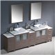 Fresca Torino 96" Gray Oak Modern Double Sink Bathroom Vanity w/ Vessel Sinks