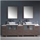 Fresca Torino 96" Gray Oak Modern Double Sink Bathroom Vanity w/ Vessel Sinks
