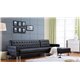 Marsden Tufted Bi-Cast Leather 2-Pieces Sectional Sofa Bed in Black