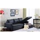 Georgetown Bi-Cast Leather 2-Pieces Sectional Sofa Bed with Storage in Black