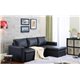 Georgetown Bi-Cast Leather 2-Pieces Sectional Sofa Bed with Storage in Black