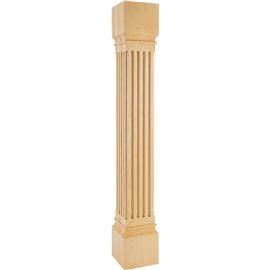 6" Square x 42" Large Fluted Post Species: White Birch 
