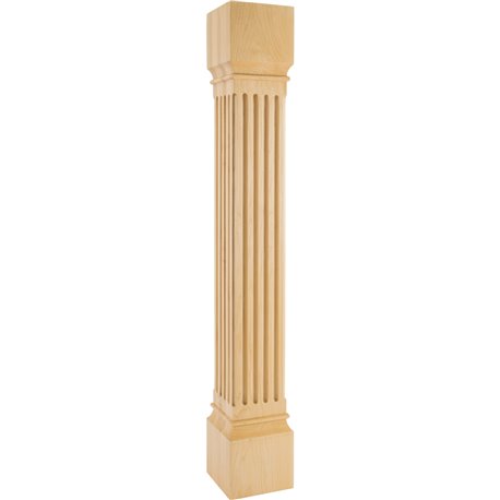 6" Square x 42" Large Fluted Post Species: White Birch 