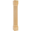 6" Square x 42" Large Fluted Post Species: White Birch 