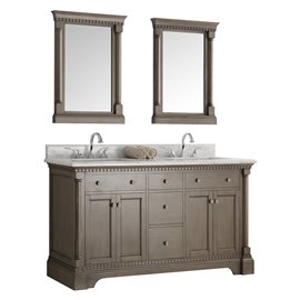 Fresca Kingston 60" Antique Silver Double Sink Traditional Bathroom Vanity w/ Mirrors