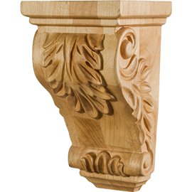 3" x 2-1/2" x 5" Small Acanthus Wood Corbel 