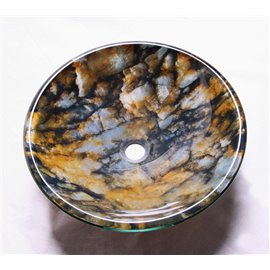 Tempered Glass 1/2" Thick, 16.5" Diameter, 5.5" Height Matching Chrome Pop-Up Drain and Mounting Ring