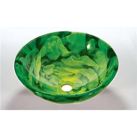 Tempered Glass 1/2" Thick, 16.5" Diameter, 5.5" Height Matching Chrome Pop-Up Drain and Mounting Ring