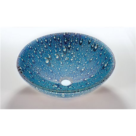 Tempered Glass 1/2" Thick, 16.5" Diameter, 5.5" Height Matching Chrome Pop-Up Drain and Mounting Ring