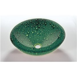 Tempered Glass 1/2" Thick, 16.5" Diameter, 5.5" Height Matching Chrome Pop-Up Drain and Mounting Ring