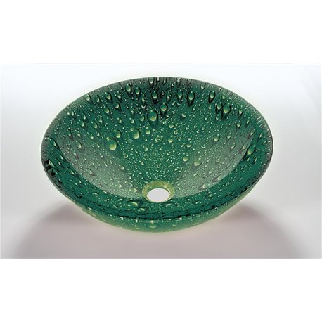 Tempered Glass 1/2" Thick, 16.5" Diameter, 5.5" Height Matching Chrome Pop-Up Drain and Mounting Ring