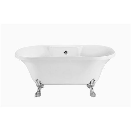 60" Soaking Clawfoot Tub With External Drain