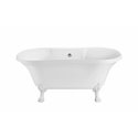 60" Soaking Clawfoot Tub With External Drain