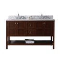 Winterfell 60" Double Bathroom Vanity in Cherry with Marble Top and Square Sink with Mirror