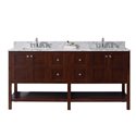 Winterfell 72" Double Bathroom Vanity in Cherry with Marble Top and Square Sink with Mirror