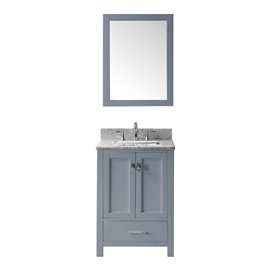 Caroline Avenue 24" Single Bathroom Vanity in Grey with Marble Top and Square Sink with Mirror