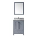Caroline Avenue 24" Single Bathroom Vanity in Grey with Marble Top and Square Sink with Mirror
