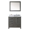 Caroline Premium 36" Single Bathroom Vanity in Zebra Grey with Marble Top and Square Sink with Mirror