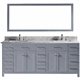 Caroline Parkway 78" Double Bathroom Vanity in Grey with Marble Top and Square Sink with Mirror