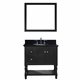Julianna 36" Single Bathroom Vanity in Espresso with Black Galaxy Granite Top and Round Sink with Mirror
