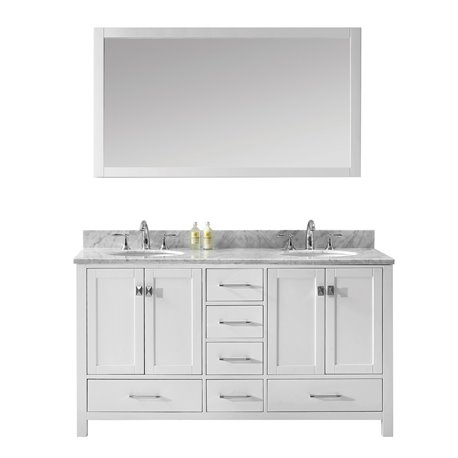 Caroline Avenue 60" Double Bathroom Vanity Cabinet Set in White