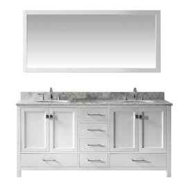 Caroline Avenue 72" Double Bathroom Vanity Cabinet Set in White