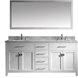 Caroline 72" Double Bathroom Vanity Cabinet Set in White
